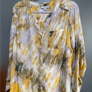 Zac & Rachel Yellow and Cream Women's Blouse